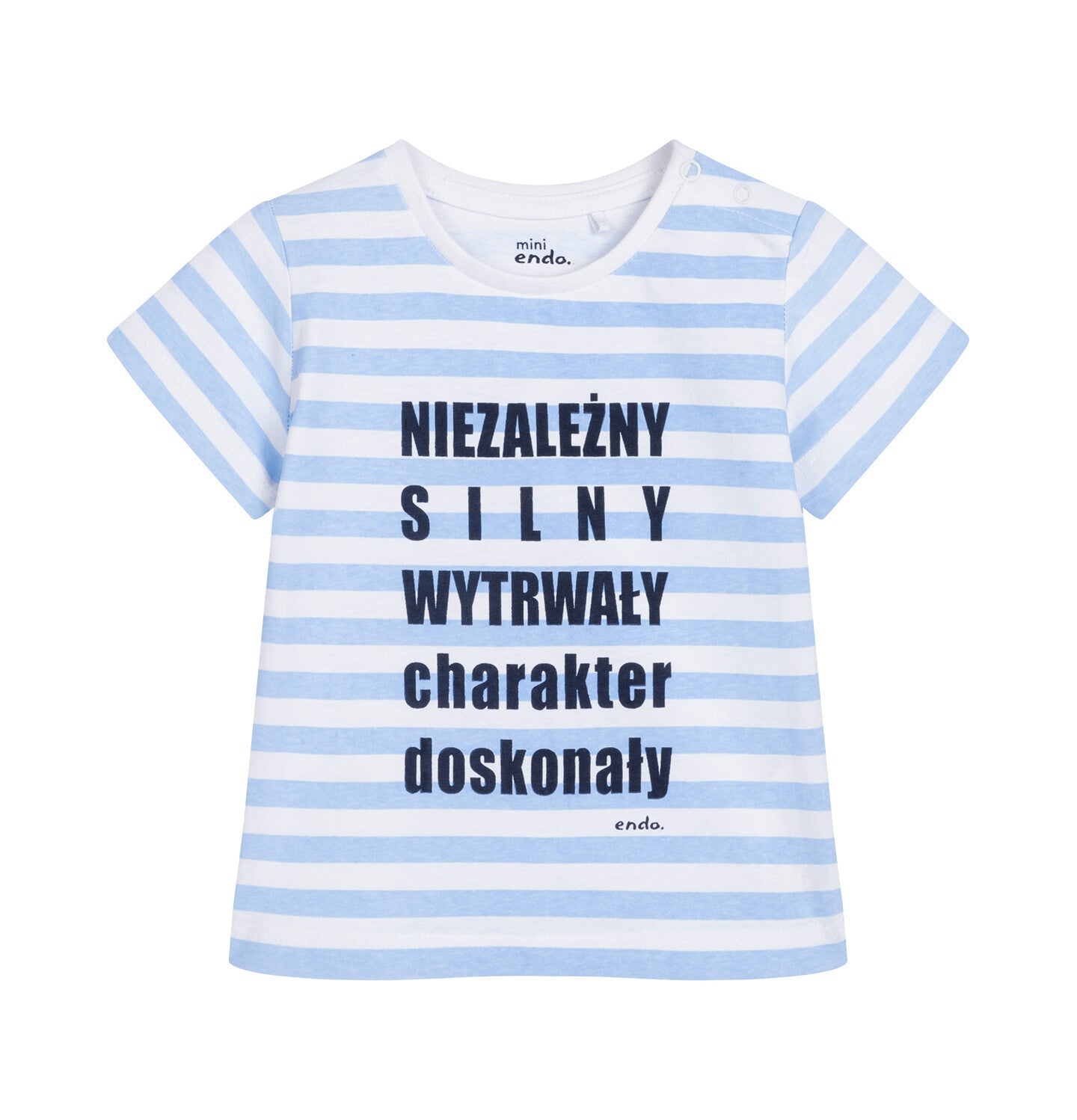 T-shirt for children up to 2 years old, with an inscription, blue stripes