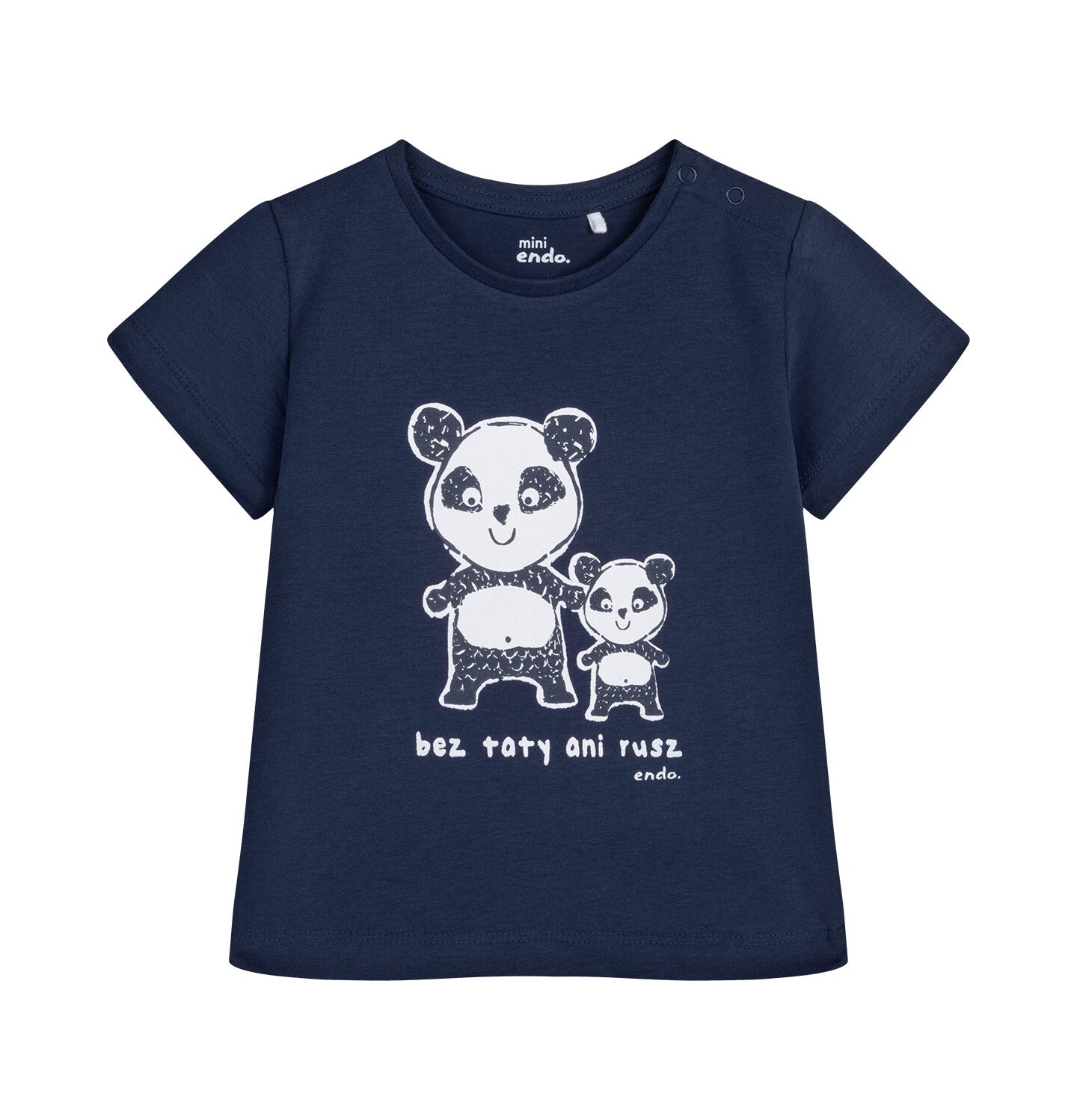 T-shirt for children up to 2 years old, with panda bears, navy blue