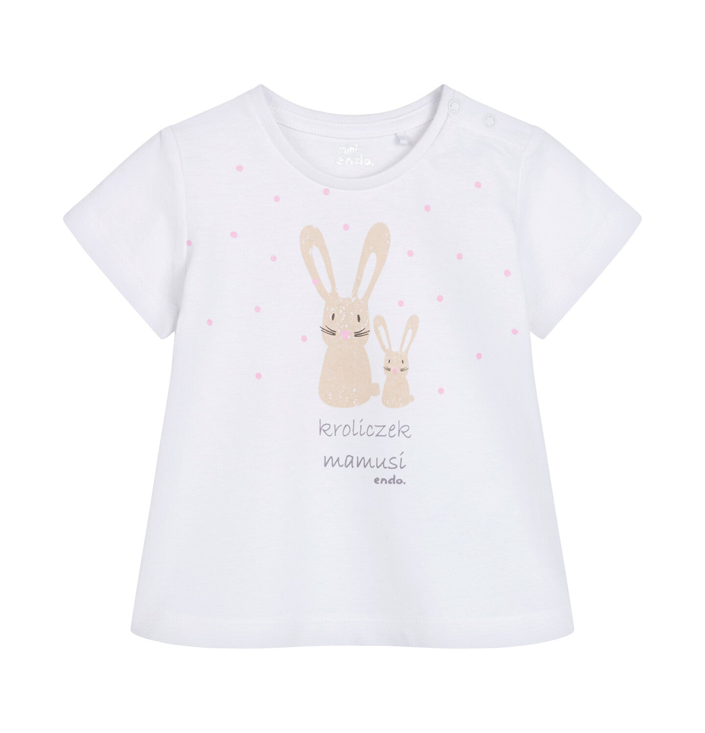 T-shirt for children up to 2 years old, with a small and large bunny, white