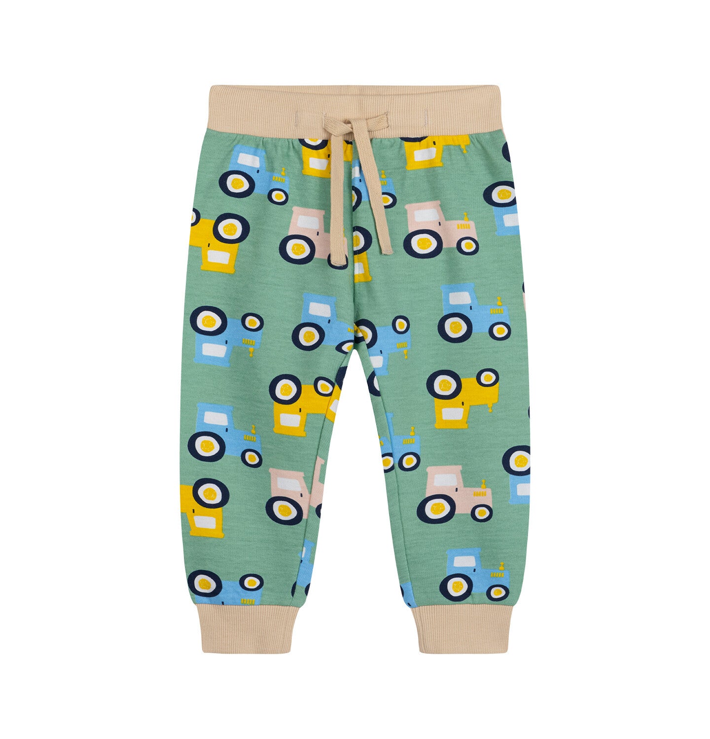Green tractor-print sweatpants for children up to 2 years old