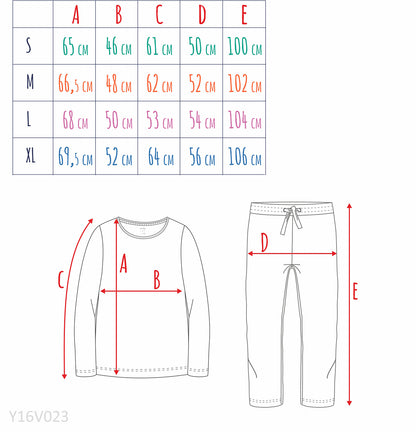 Damska piżama z długim rękawem, z misiem, różowa