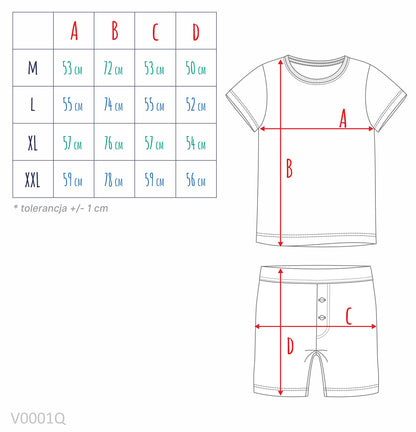Męska piżama z krótkim rękawem, z napisem "Bla, bla, bla", granatowa