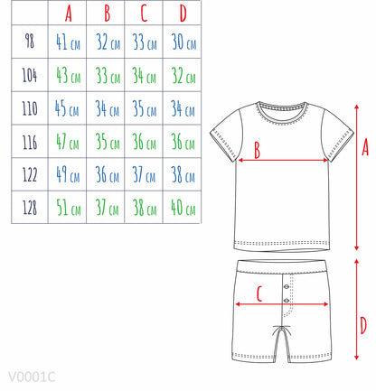 Boy's Short Sleeve Turtle Pajama, Blue, 3-8 Years