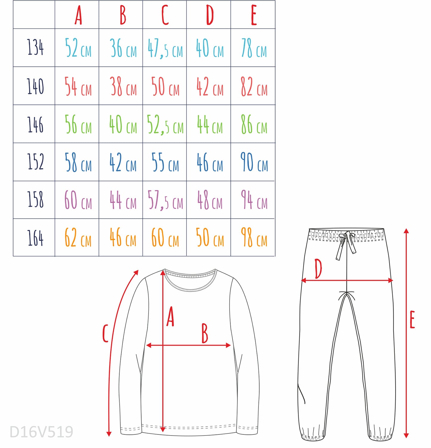 Piżama z długim rękawem dla dziewczynki, z motywem świątecznym, czerwona, 9-13 lat