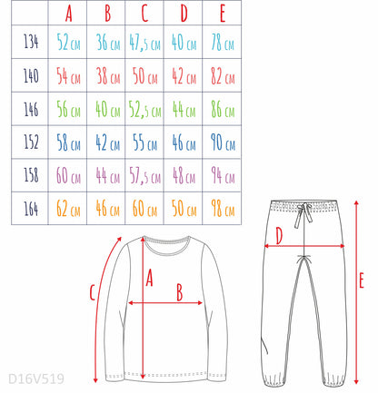 Piżama z długim rękawem dla dziewczynki, z motywem świątecznym, czerwona, 9-13 lat