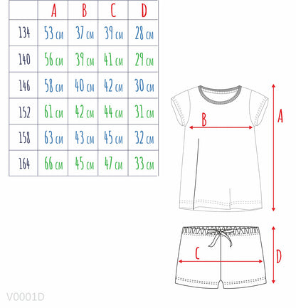 Piżama z krótkim rękawem dla dziewczynki, z misiem, różowa 9-13 lat