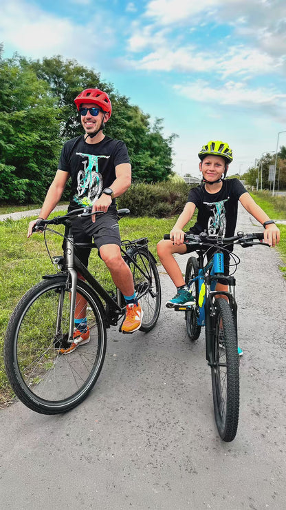 T-shirt z krótkim rękawem dla chłopca, z motywem rowerowym, zielony 9-13 lat
