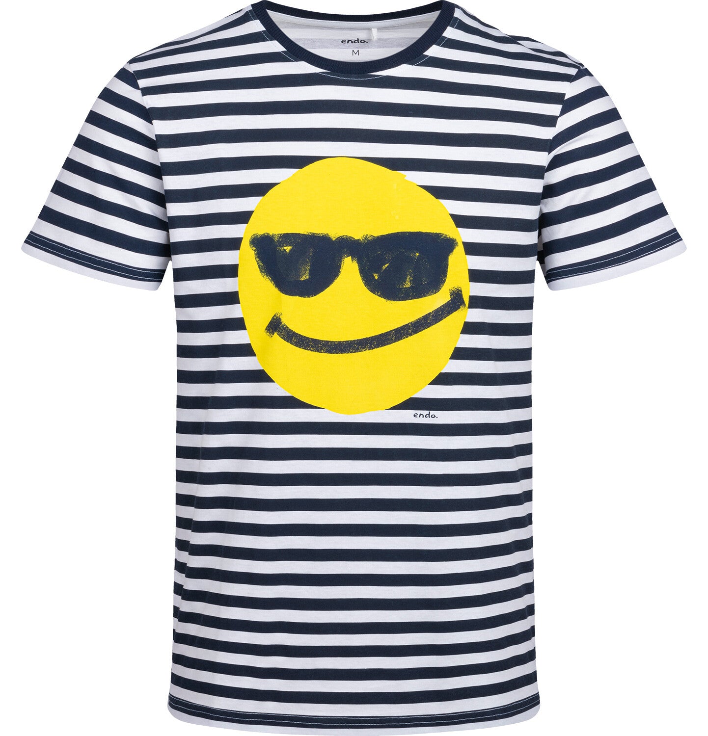 Men's short-sleeved emoticon striped t-shirt