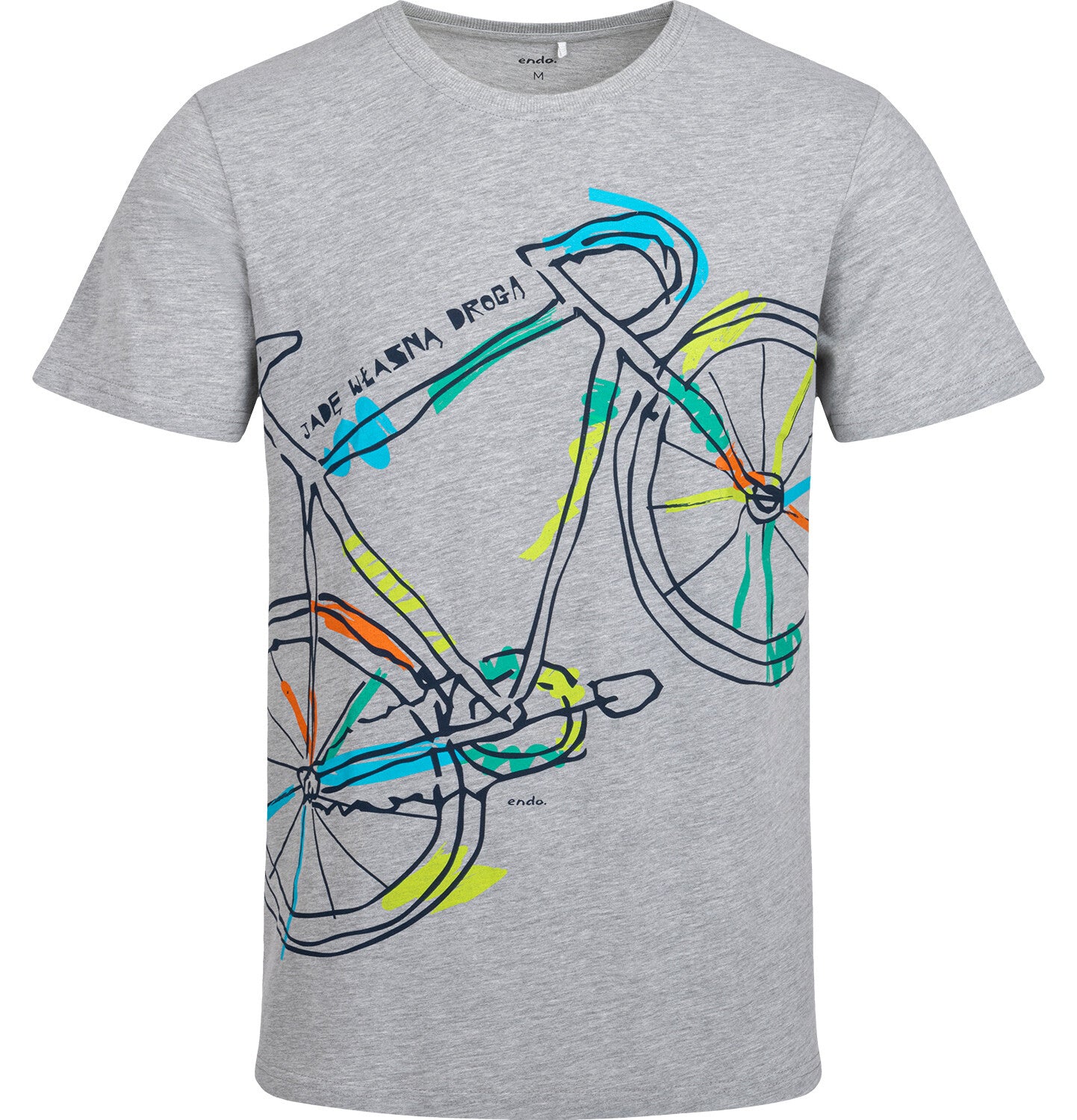 Men's short-sleeved cycling-themed t-shirt, gray
