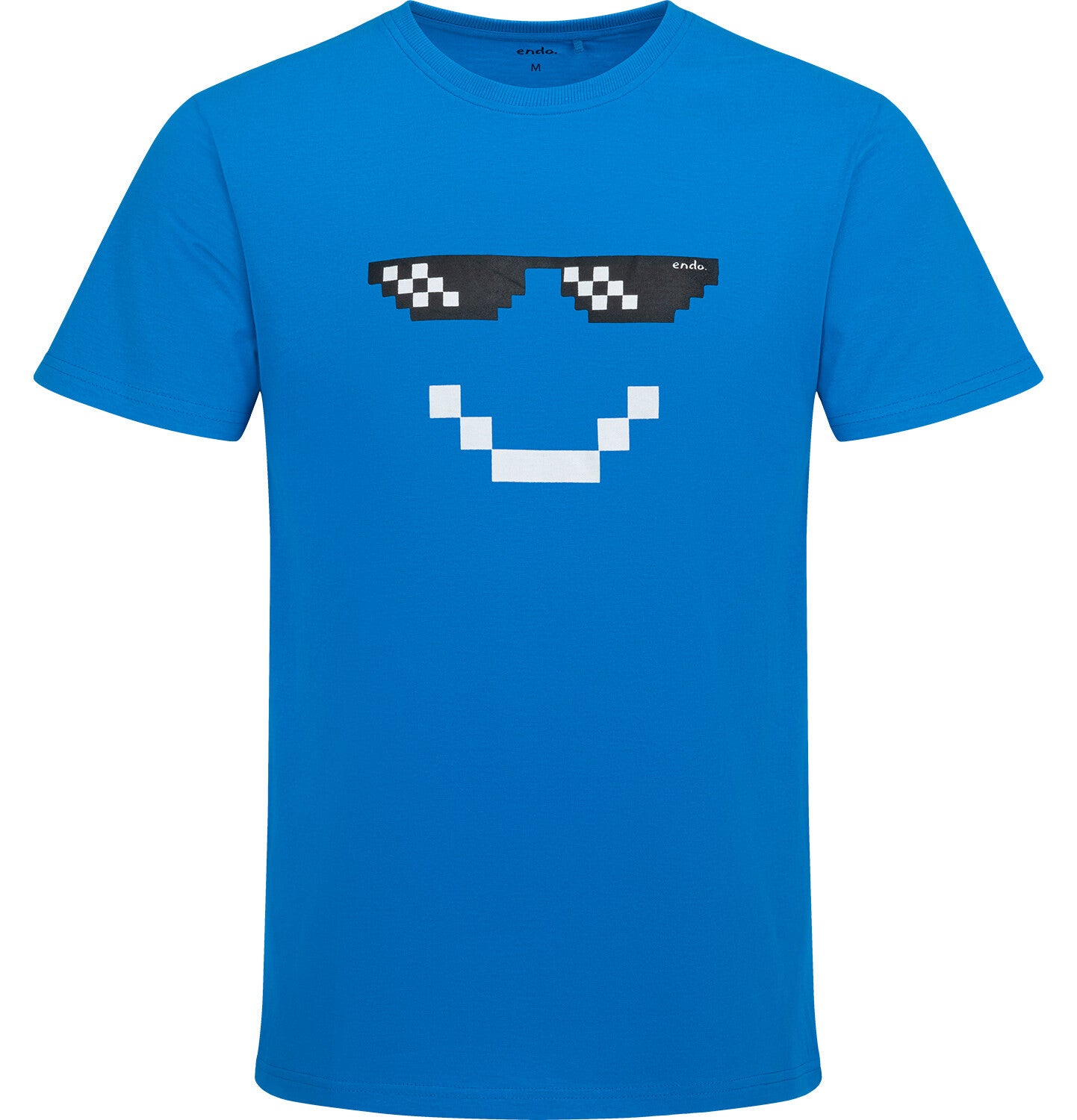 Men's short-sleeved T-shirt with a computer motif, blue