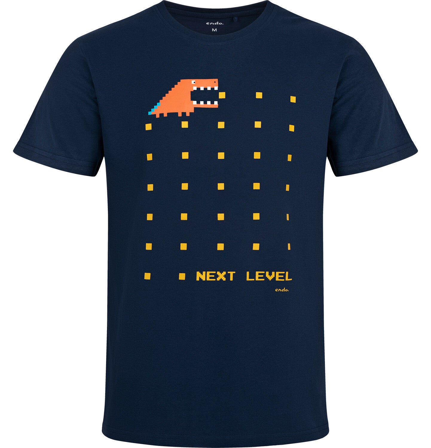 Men's short-sleeved T-shirt with a computer motif, navy blue