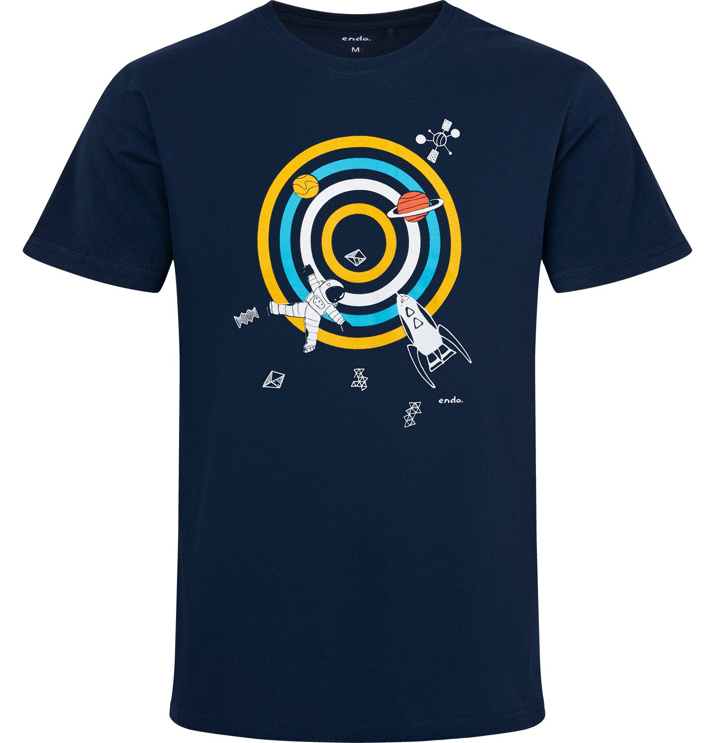 Men's short-sleeved space-themed t-shirt, navy blue