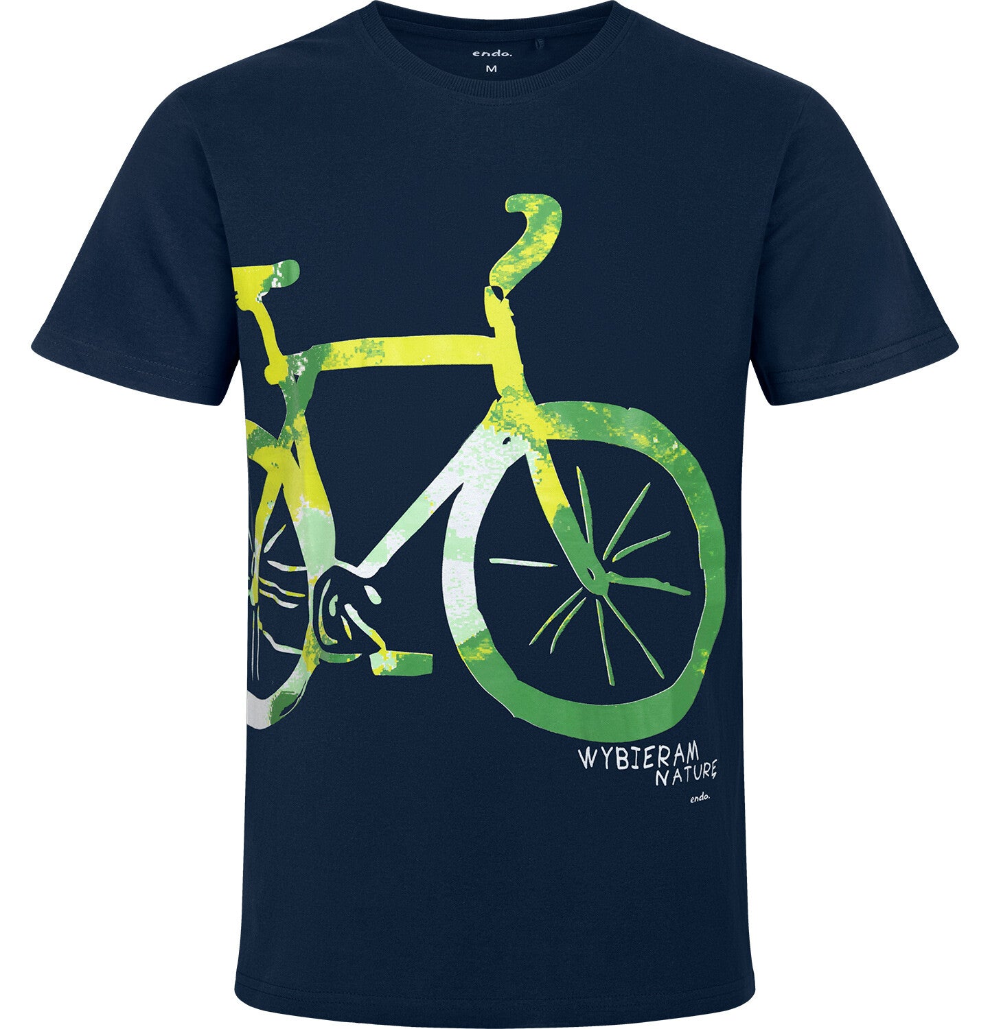 Men's short-sleeved t-shirt with a bicycle, navy blue