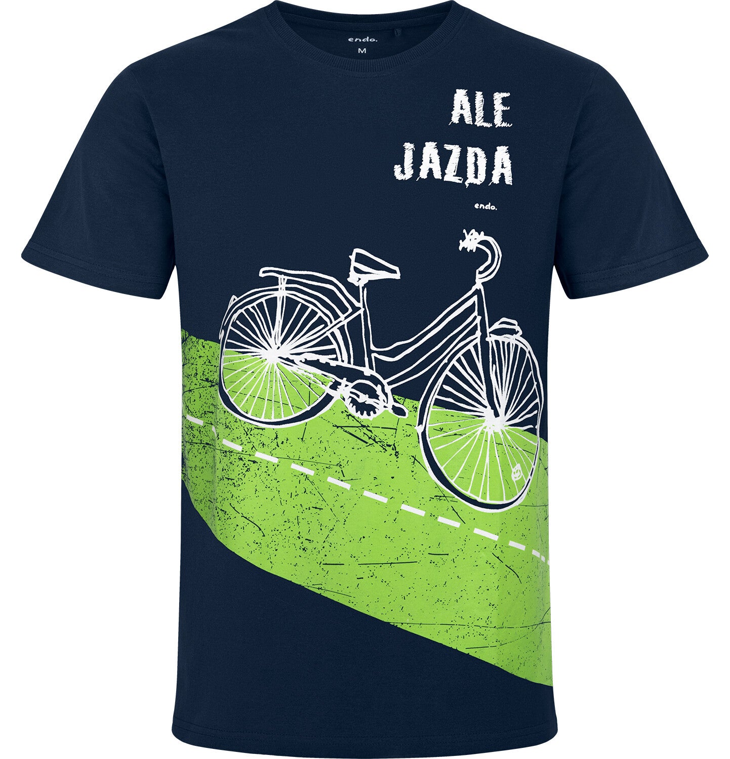 Men's short-sleeved t-shirt with a bicycle, navy blue