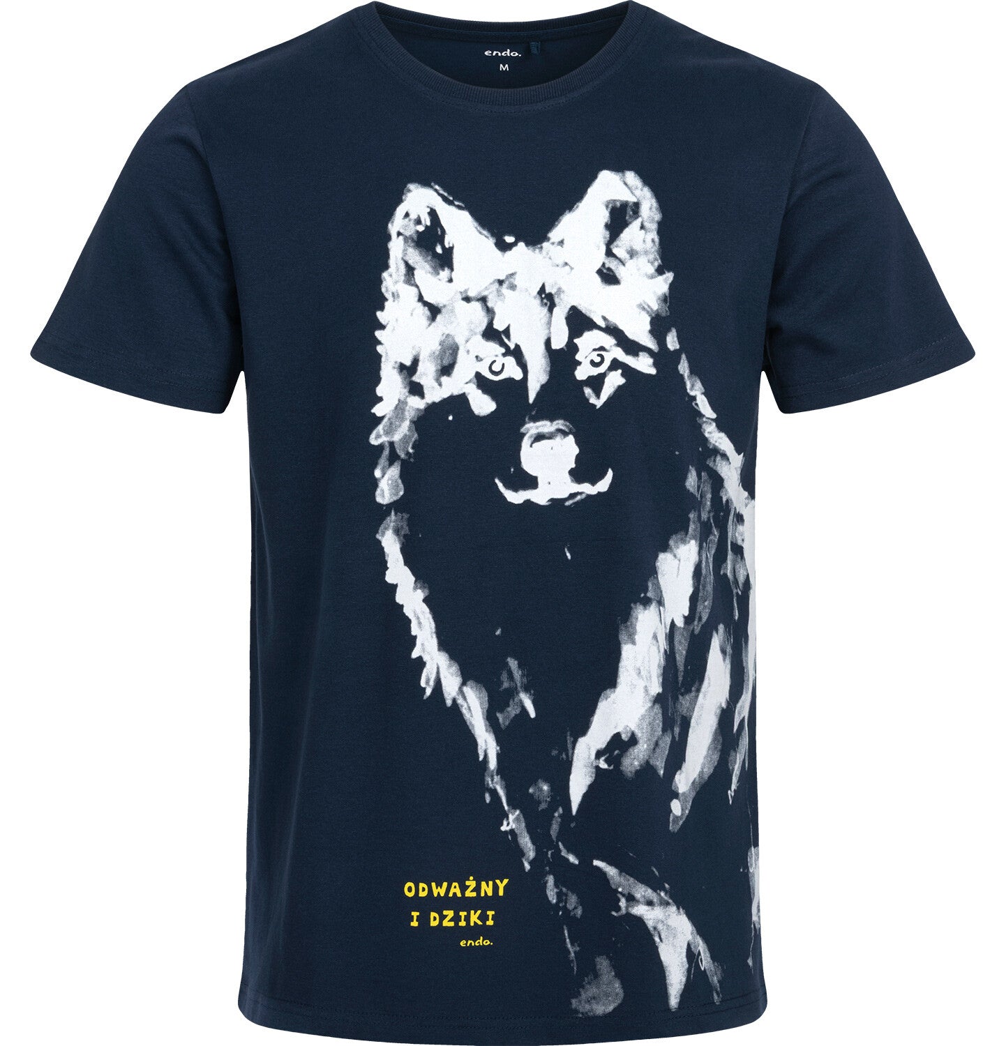 Men's short-sleeved wolf t-shirt, navy blue