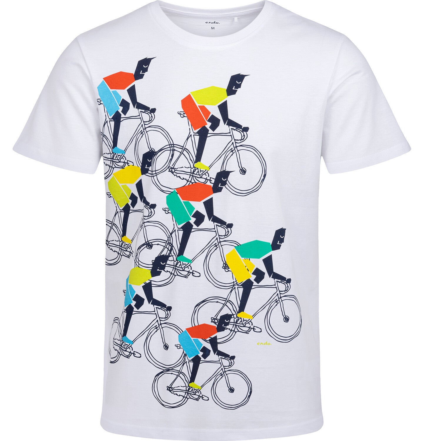 Men's short-sleeved t-shirt with cyclists, white
