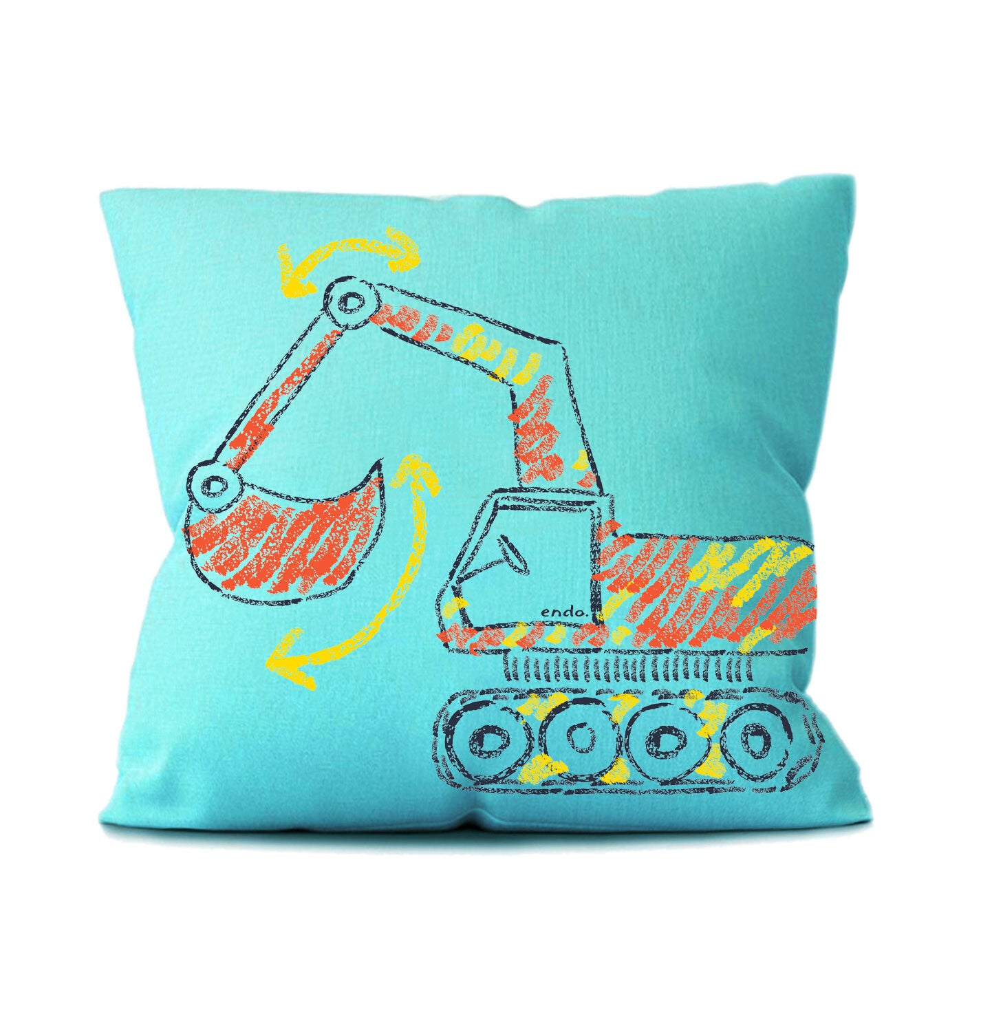 Turquoise Excavator Pillow