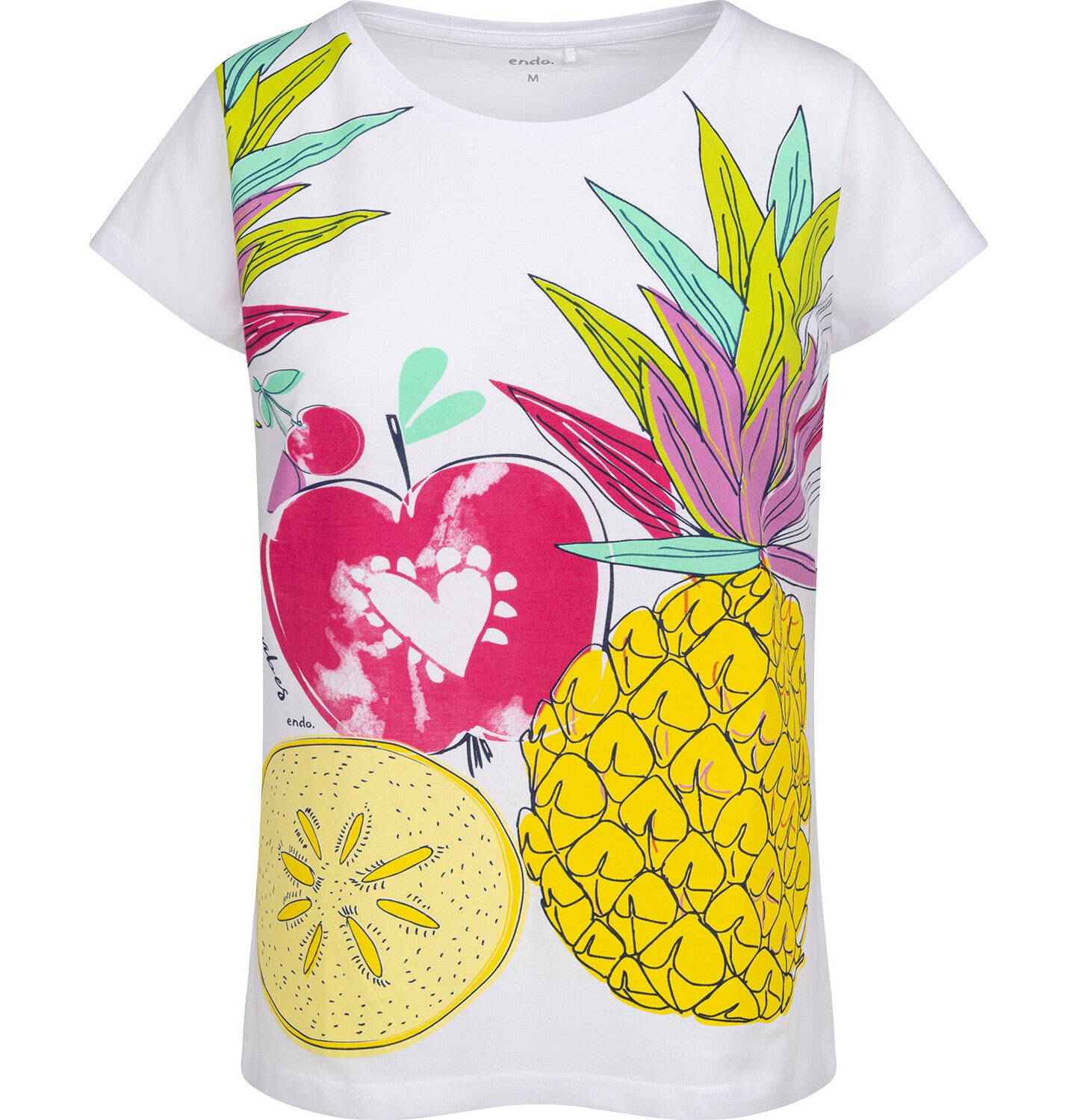 Women's short-sleeved fruit-print t-shirt, white