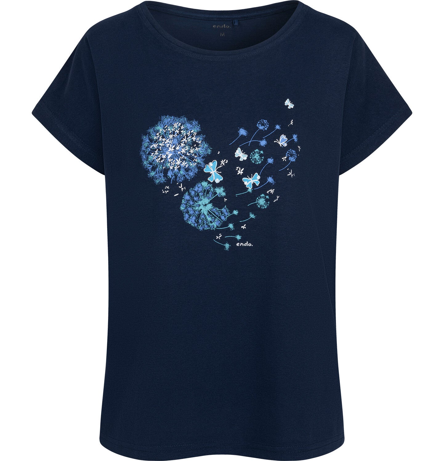 Women's short-sleeved heart t-shirt, navy blue