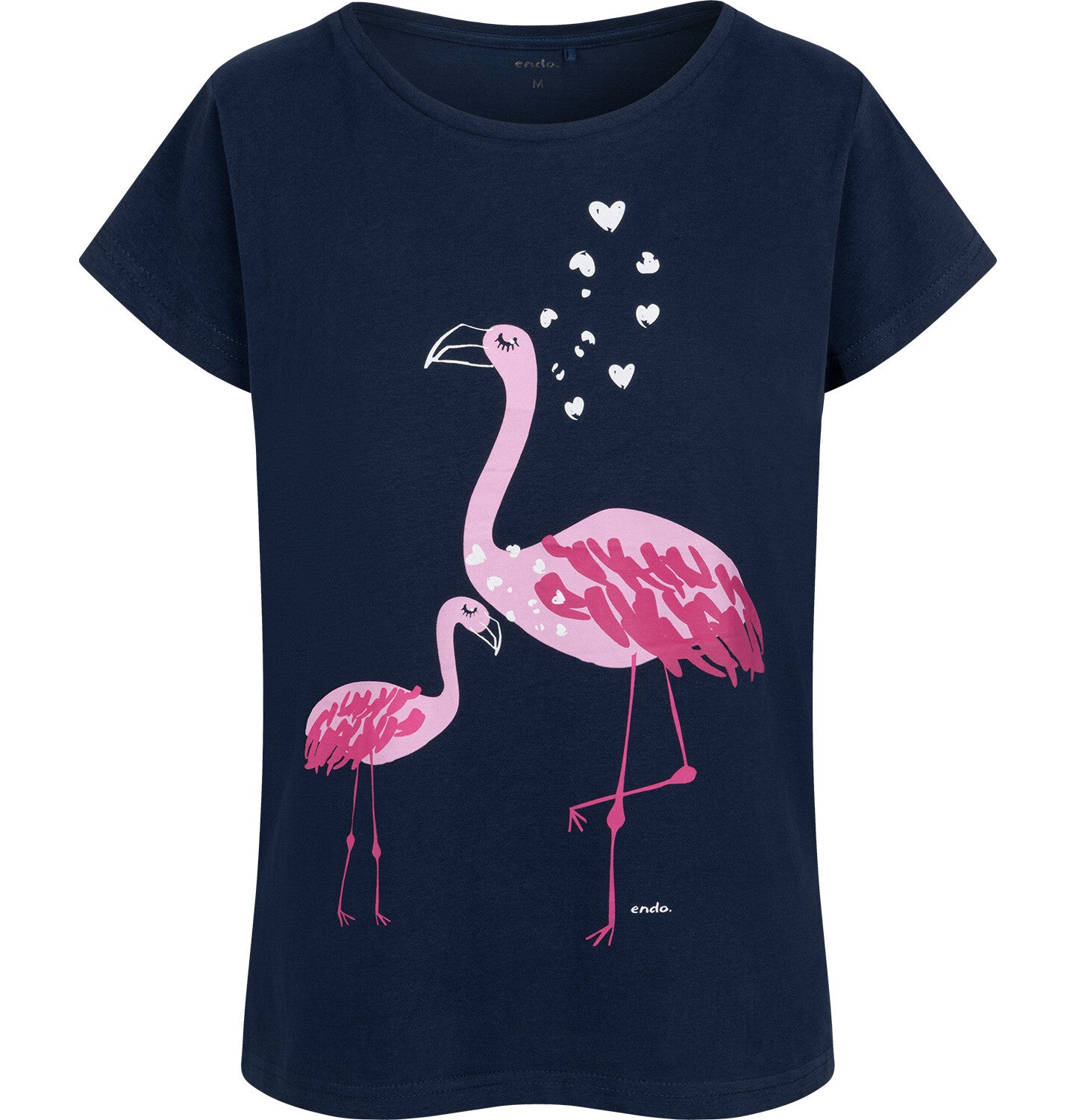 Women's short-sleeved flamingo t-shirt, navy blue