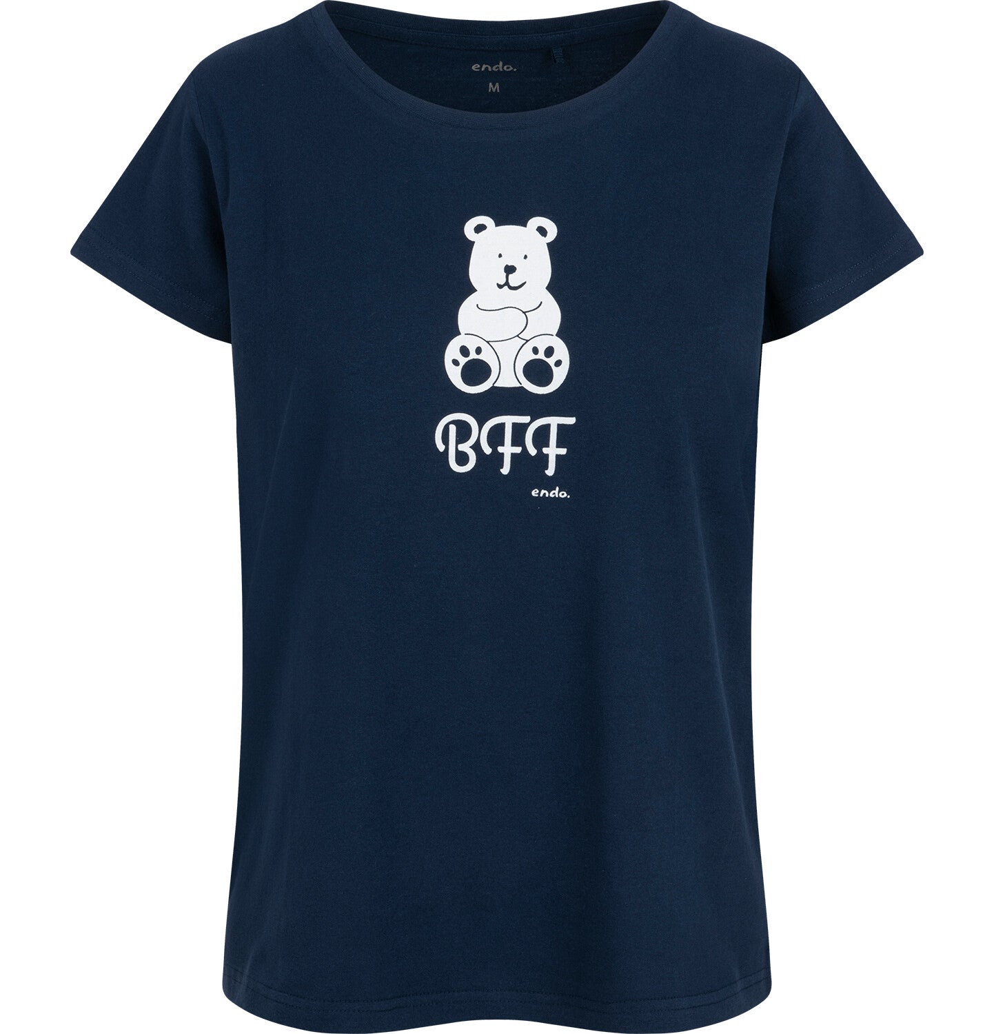Women's t-shirt, with a teddy bear, navy blue