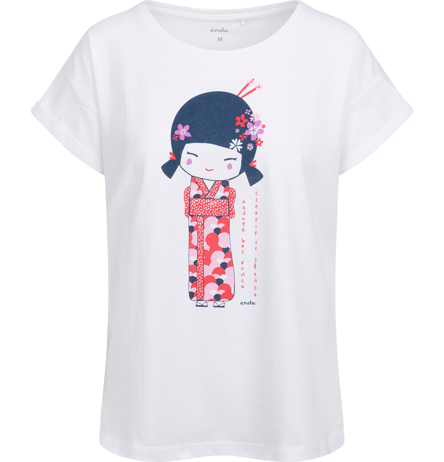 Women's t-shirt with a geisha motif, white