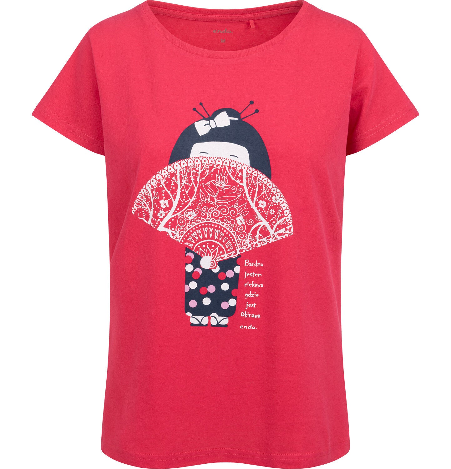 Women's t-shirt with a geisha motif, pink
