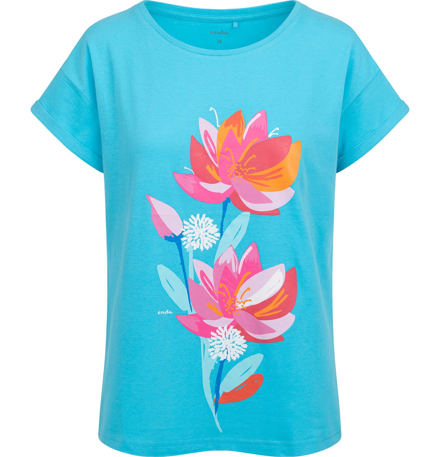 Women's T-shirt with a floral motif, blue