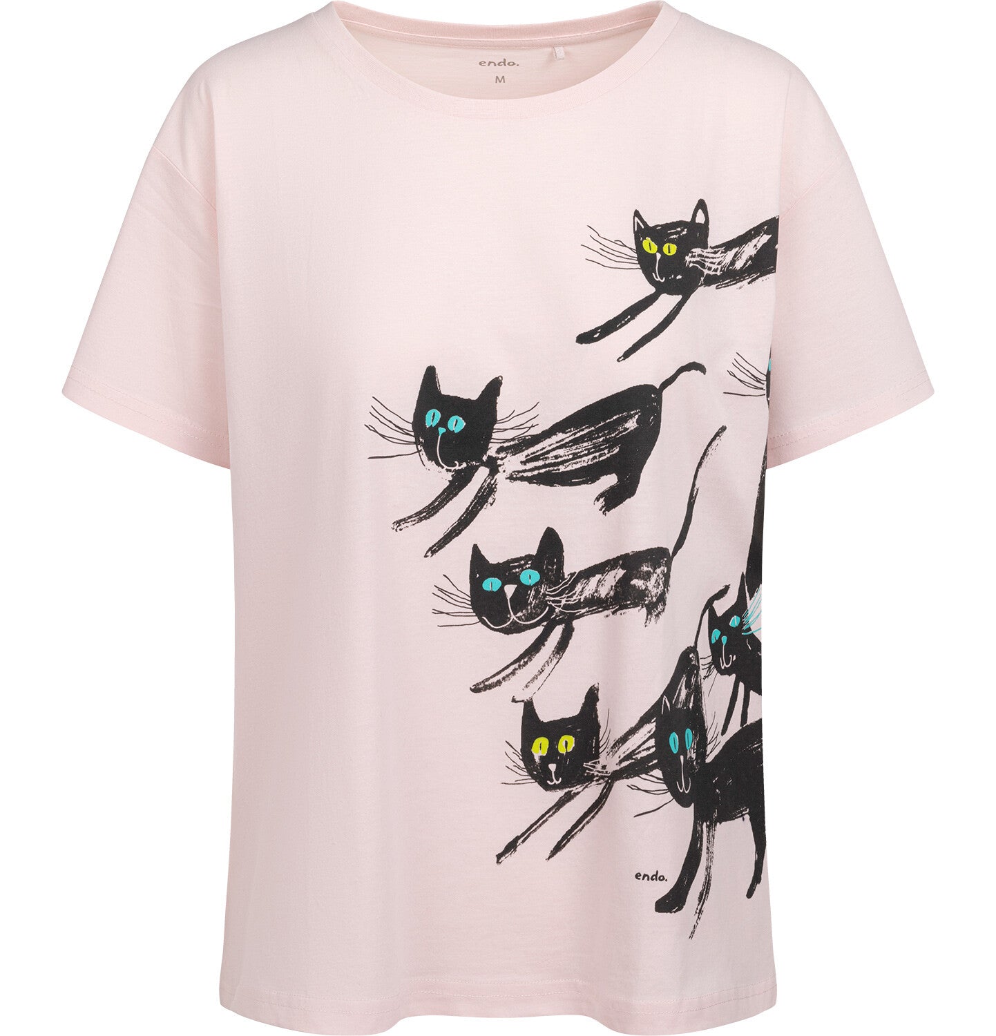 Women's short-sleeved cat t-shirt, pink