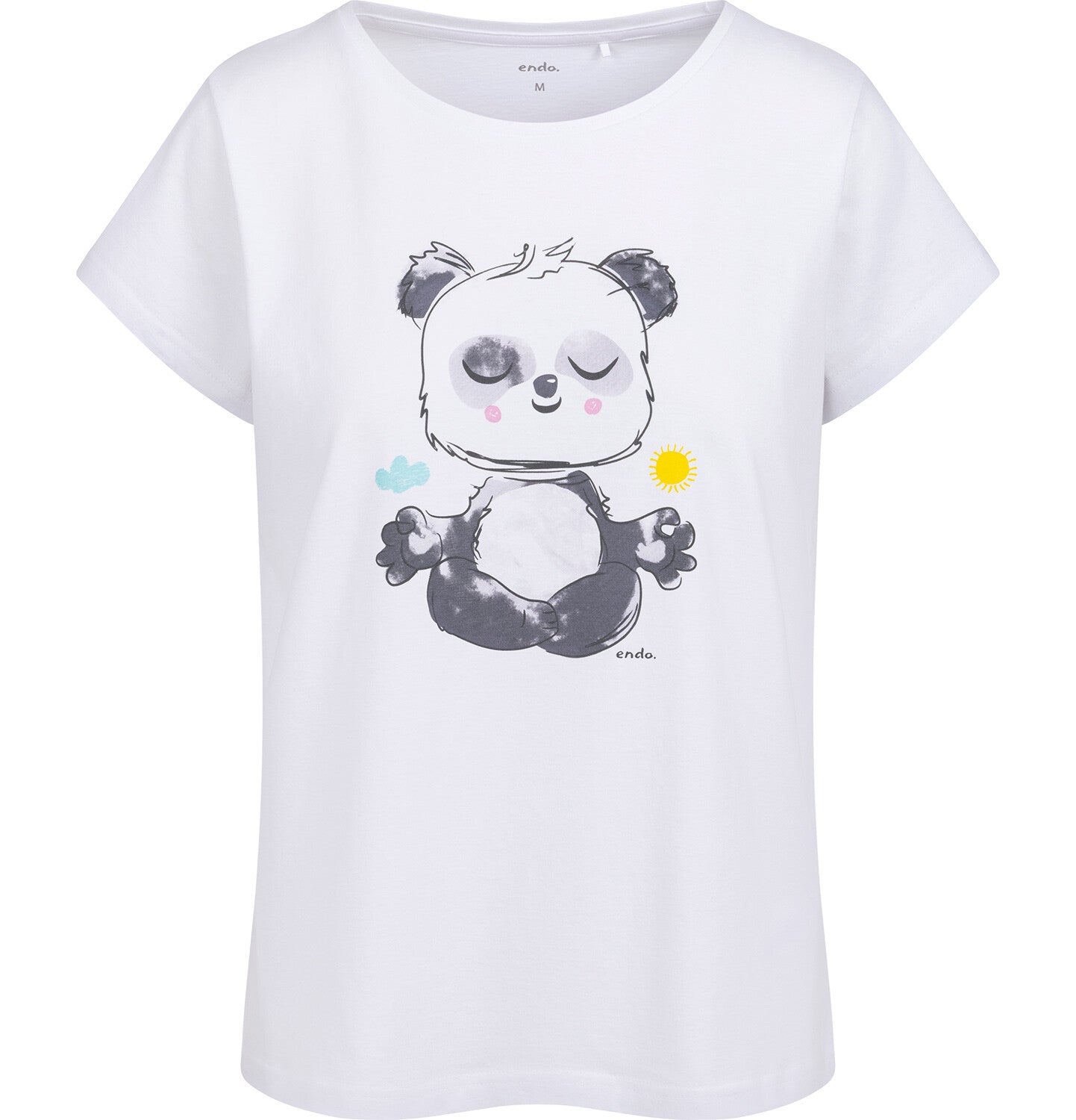 Women's short-sleeved panda bear t-shirt, white