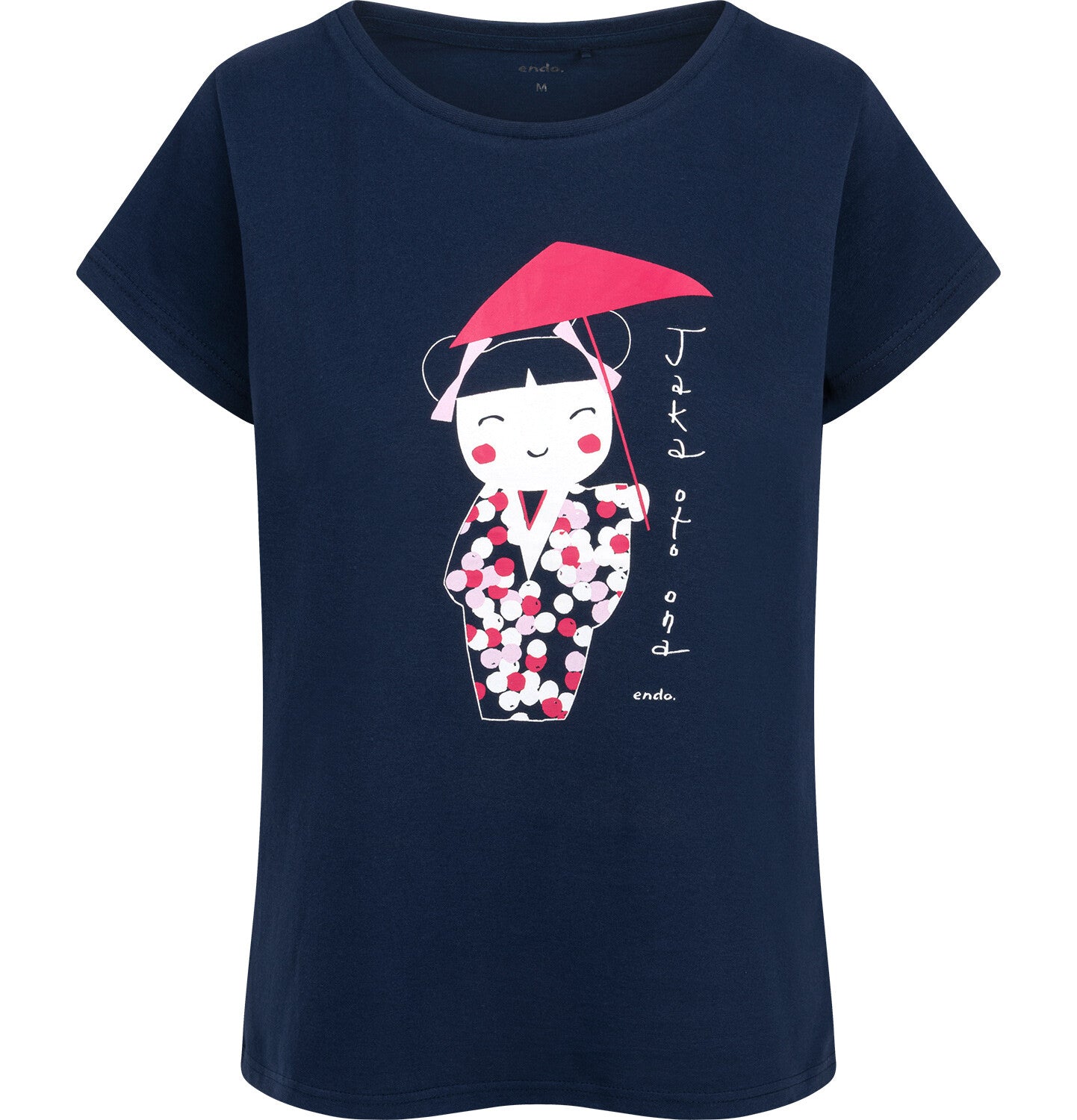 Women's short-sleeved geisha t-shirt, navy blue