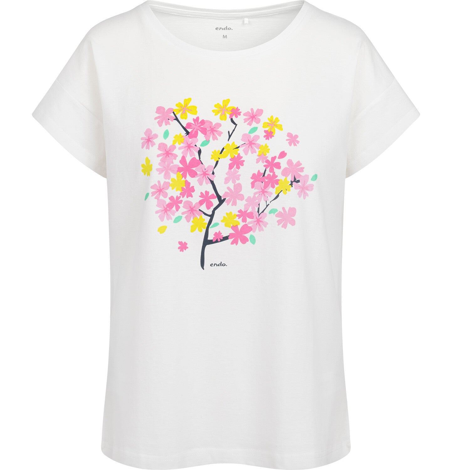Women's short-sleeved floral t-shirt, white