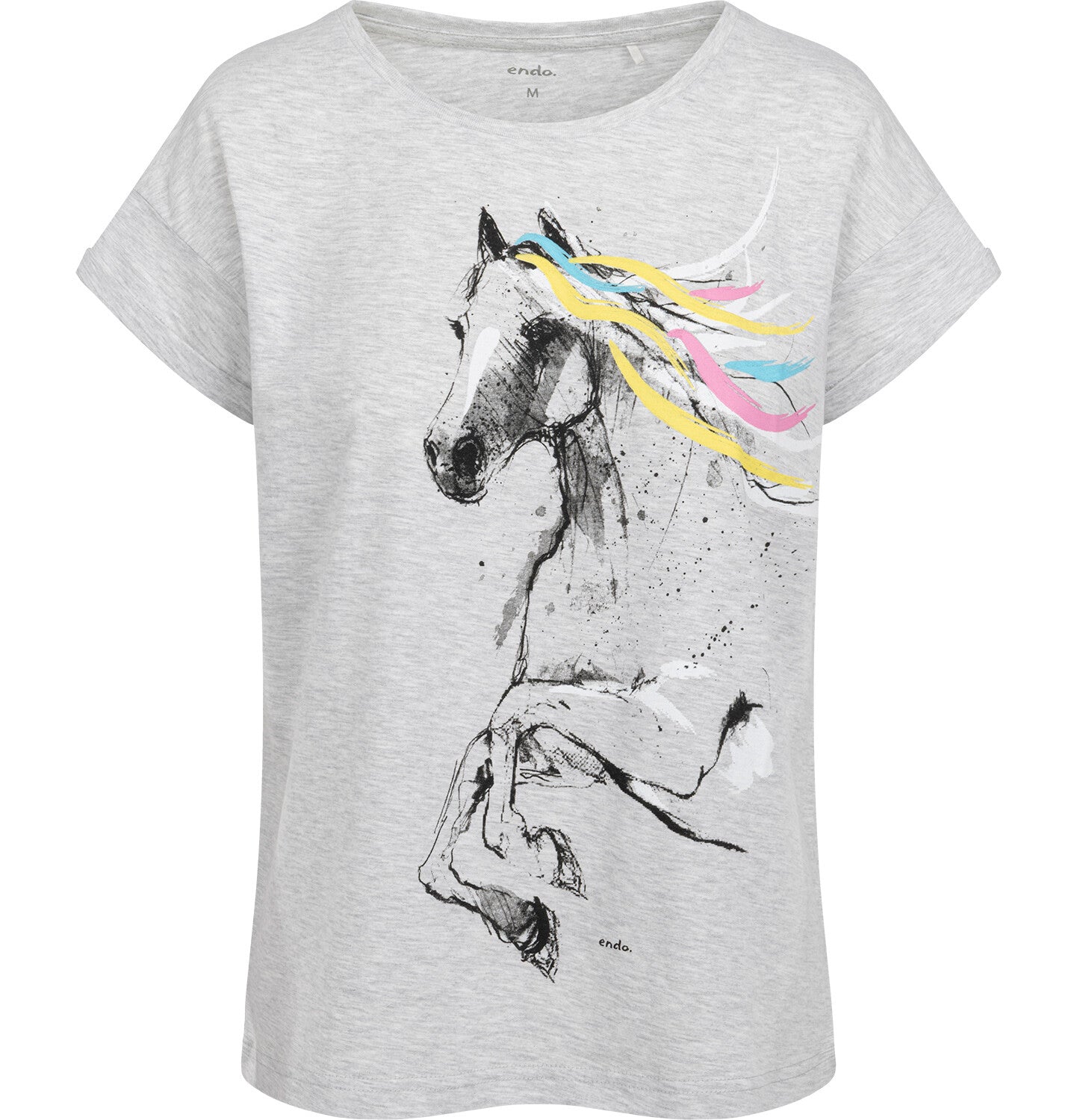 Women's short-sleeved horse t-shirt, gray