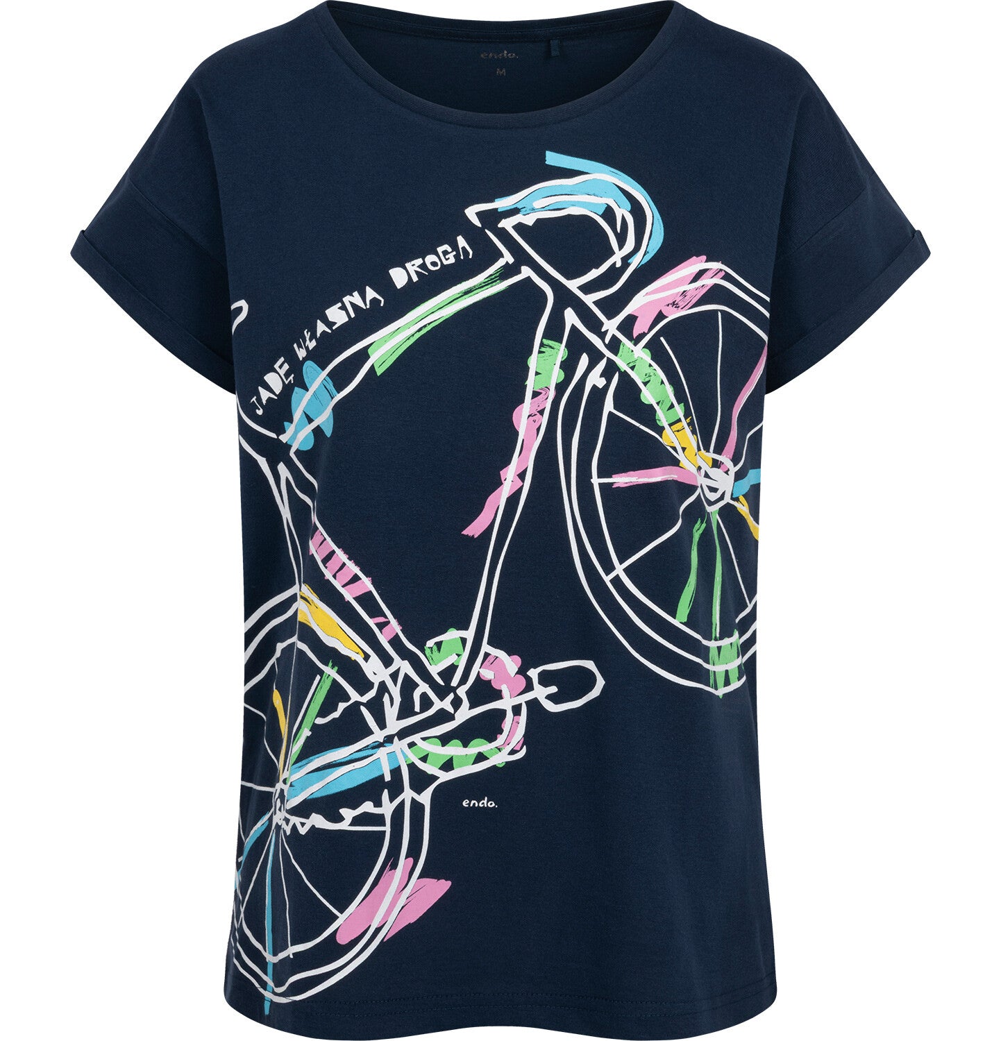 Women's short-sleeved cycling t-shirt, navy blue