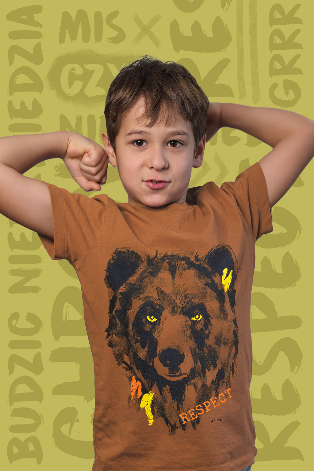 wiosenne koszulki dla chłopca z niedźwiedziem