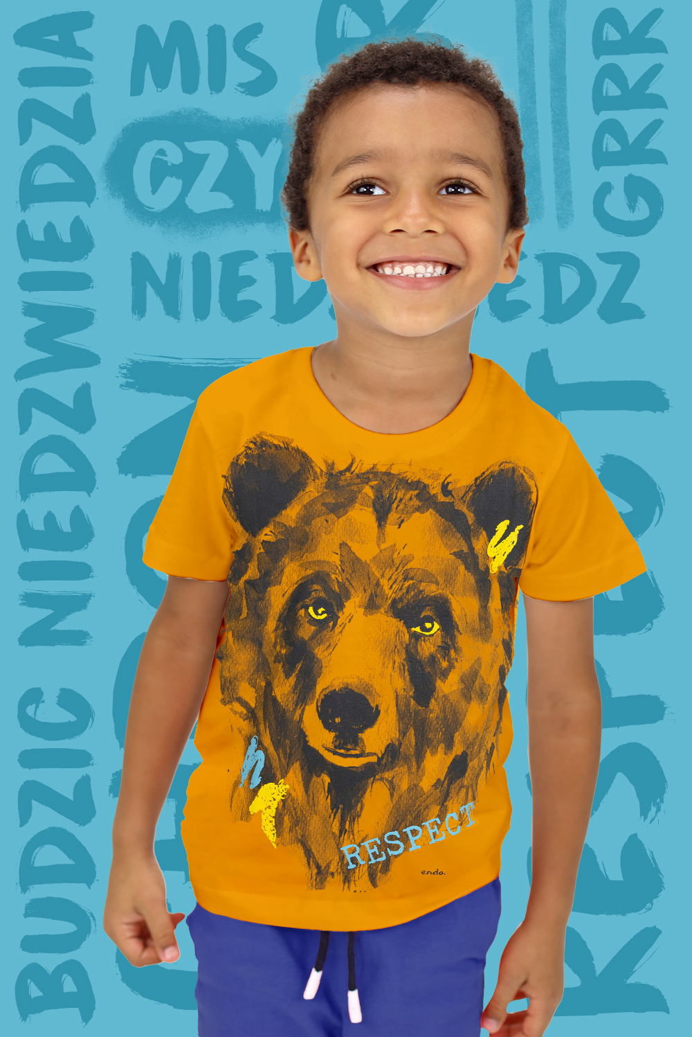 wiosenne koszulki dla chłopca z niedźwiedziem