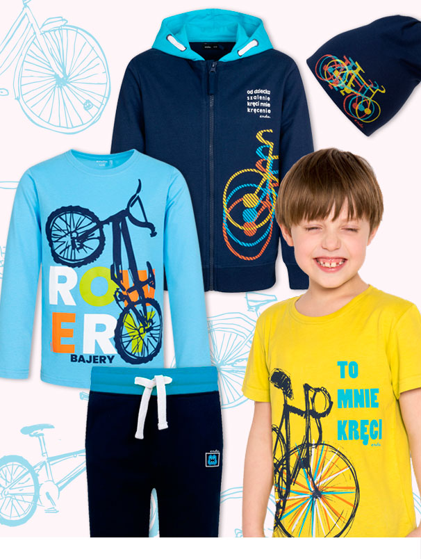Wiosenna stylizacja dla chłopca - wszyscy na rower